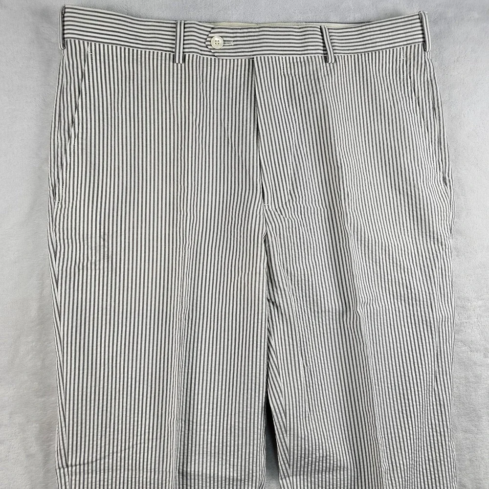 Brooks Brothers Seersucker Trousers Pants Mens 34x30 Cuffed Gray White Hickory